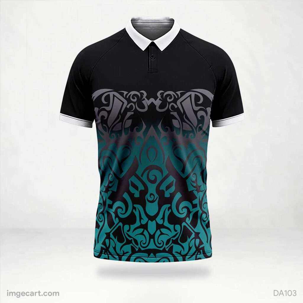 Cricket jersey black with green and grey pattern - imgecart