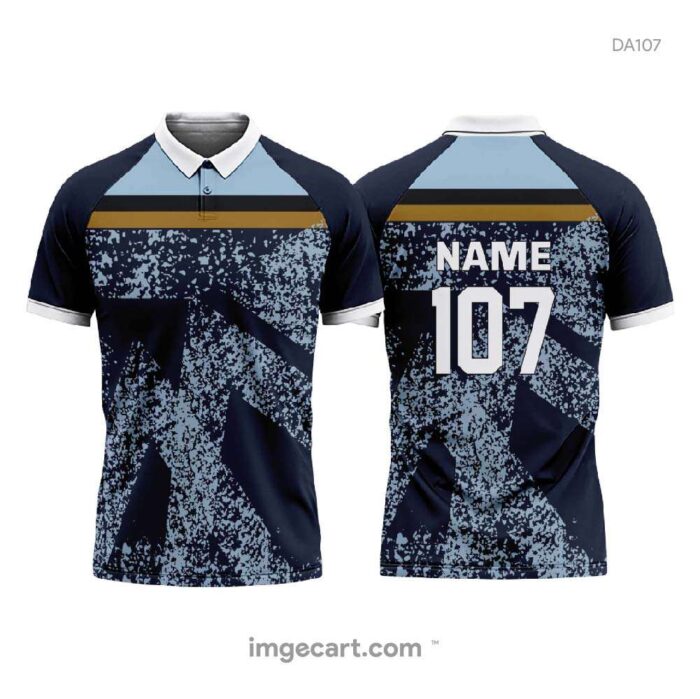 CRICKET JERSEY BLUE WITH GREY PATTERN