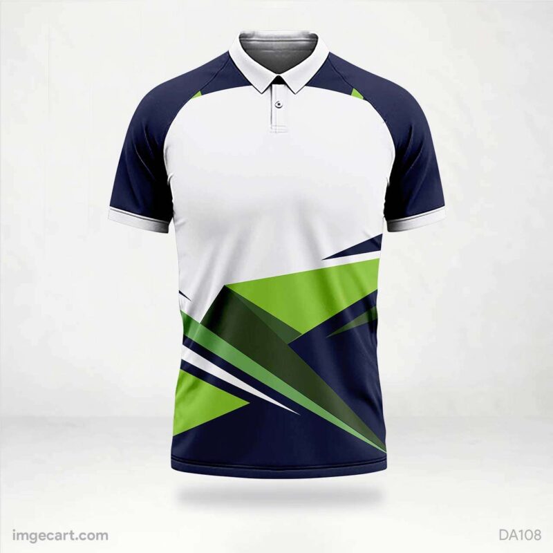 CRICKET JERSEY BLUE AND WHITE WITH GREEN PATTERN