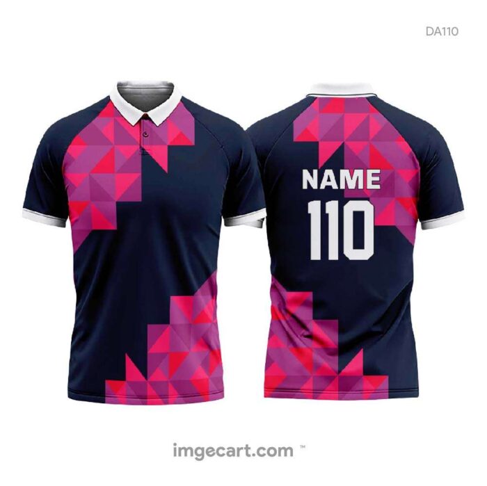 CRICKET JERSEY BLUE WITH PINK PATTERN
