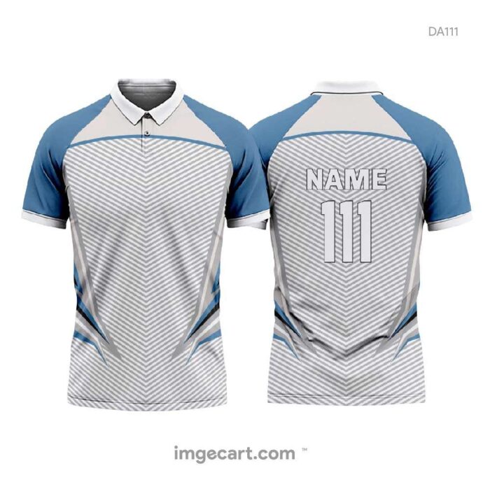 CRICKET JERSEY GREY WITH BLUE PATTERN