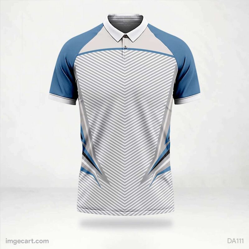 CRICKET JERSEY GREY WITH BLUE PATTERN