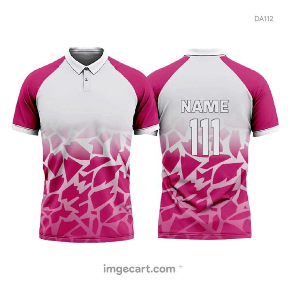 Cricket jersey white and pink with pattern - imgecart