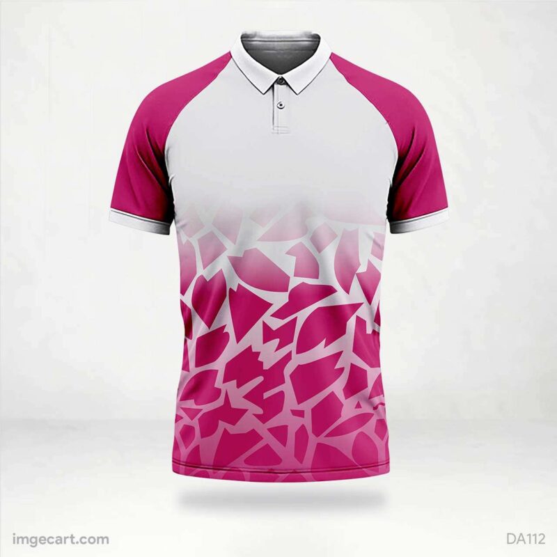 CRICKET JERSEY WHITE AND PINK WITH PATTERN