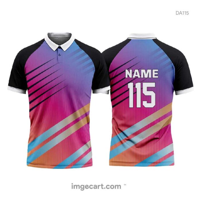 CRICKET JERSEY BLACK WITH RAINBOW COLOR EFFECT