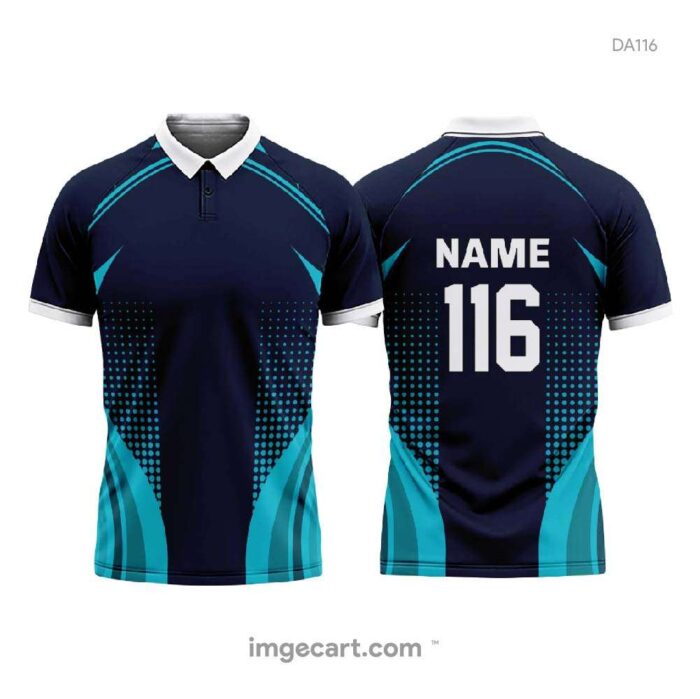 CRICKET JERSEY NAVY BLUE WITH SKY BLUE EFFECT