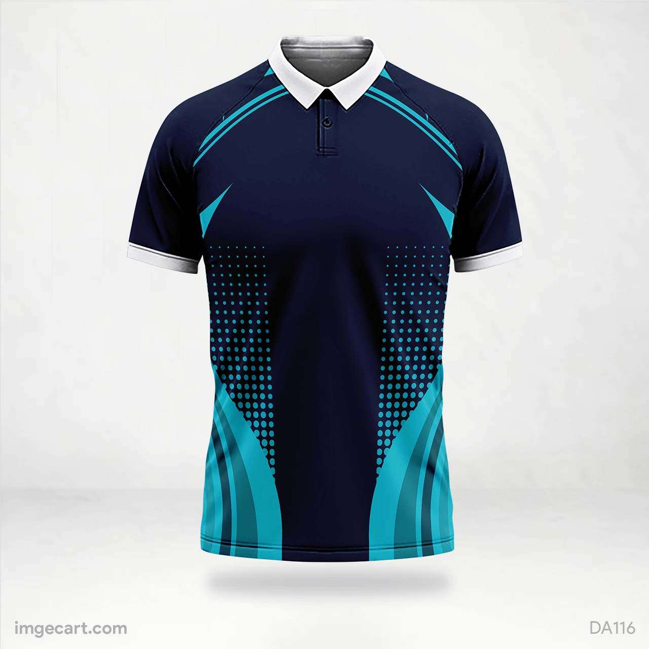 Cricket jersey navy blue with sky blue effect - imgecart