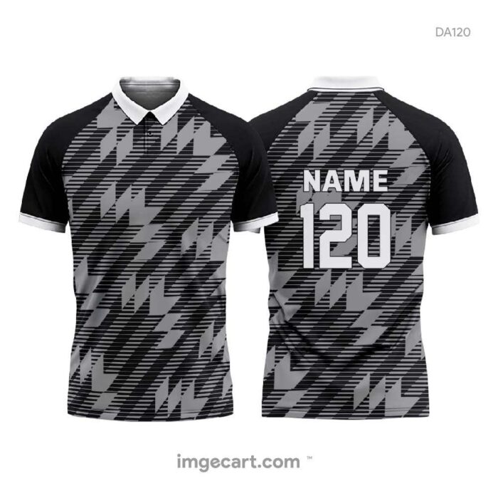 Cricket Jersey BLACK WITH GREY PATTERN