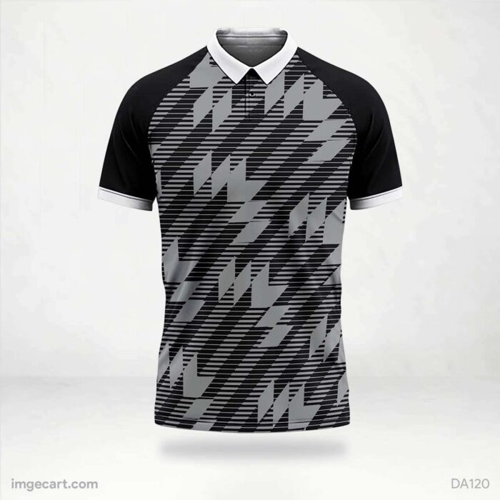 Cricket Jersey BLACK WITH GREY PATTERN