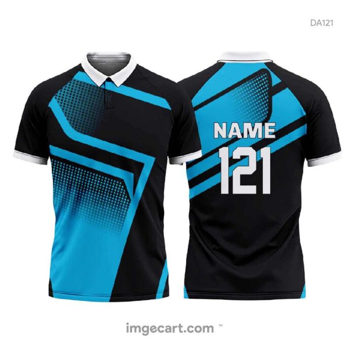 Cricket Jersey BLACK WITH BLUE PATTERN