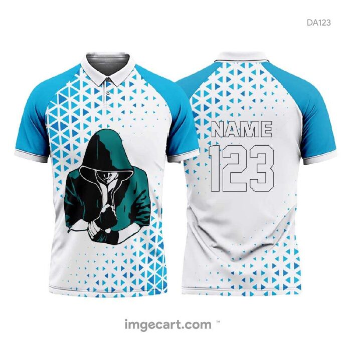 Cricket Jersey WHITE WITH BLUE PATTERN