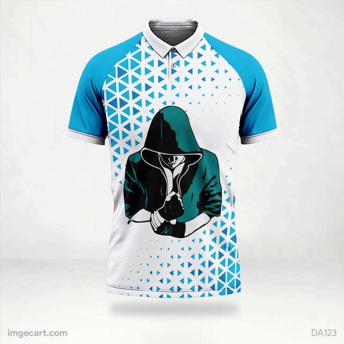 Cricket Jersey WHITE WITH BLUE PATTERN