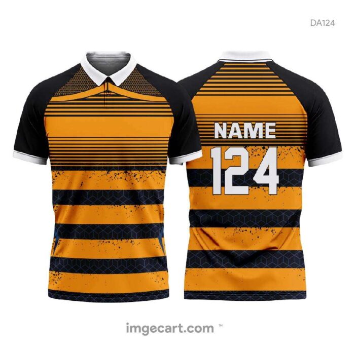 FOOTBALL JERSEY BLACK WITH ORANGE PATTERN