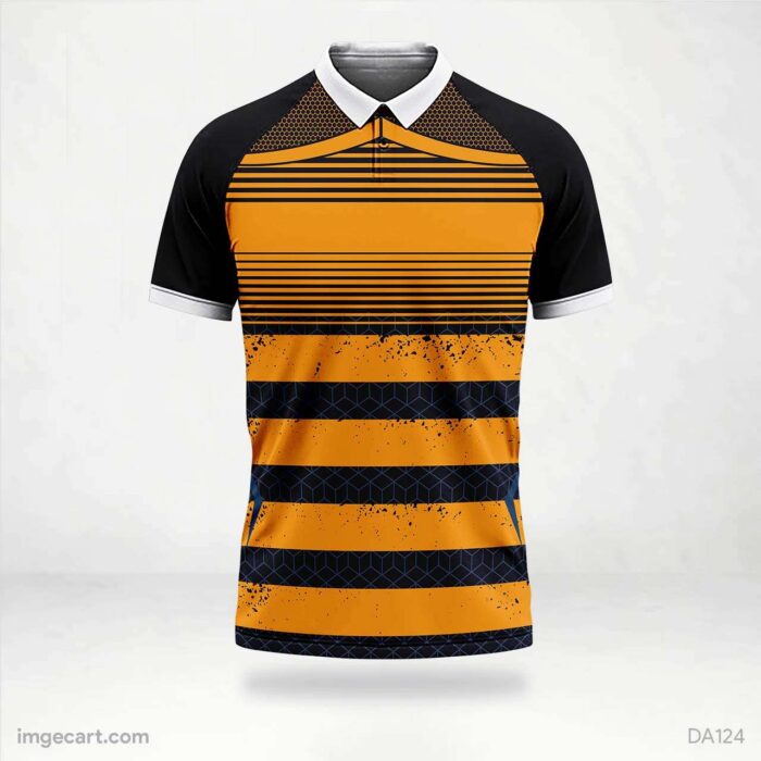 Cricket Jersey BLACK WITH ORANGE PATTERN