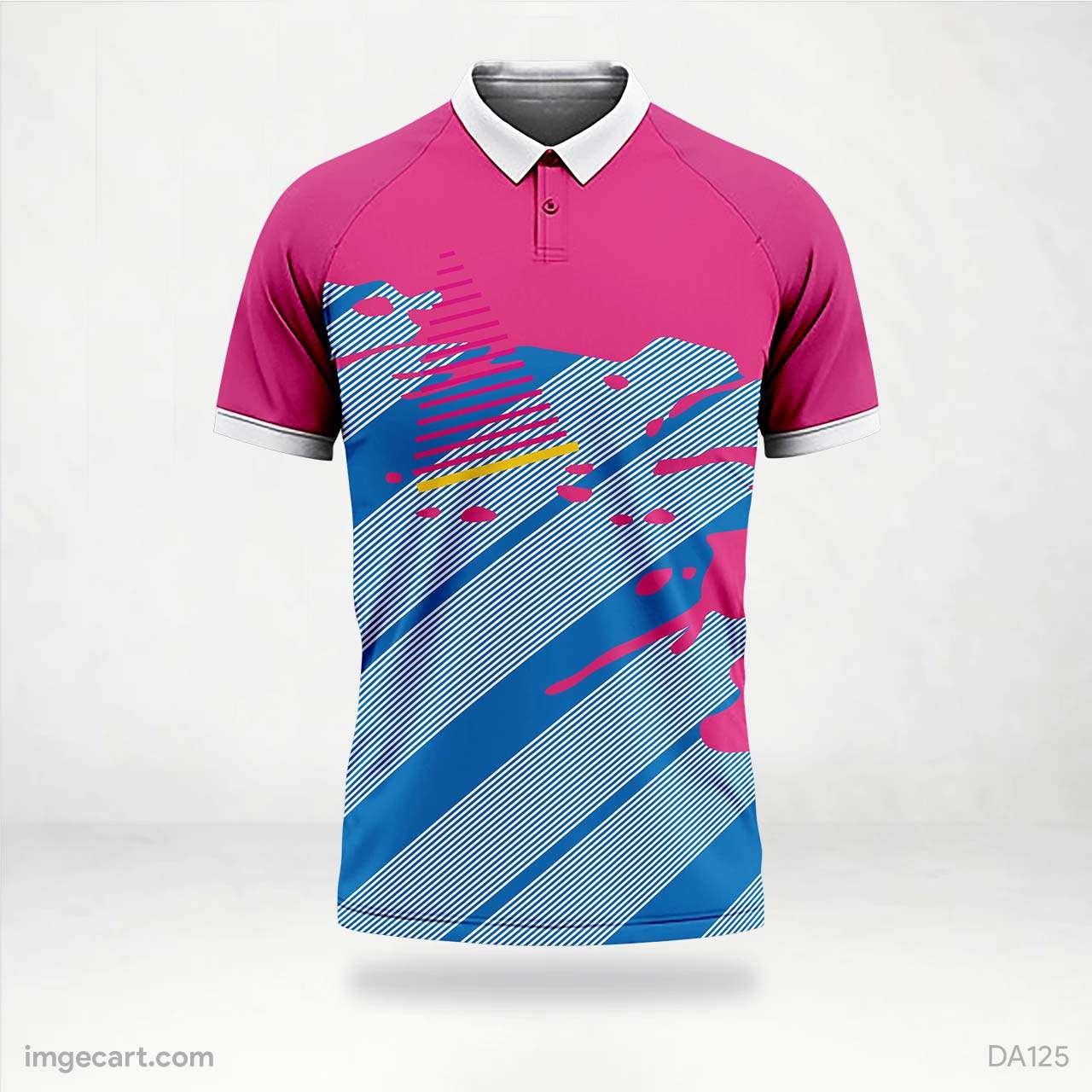 Cricket Jersey PINK WITH BLUE LINES EFFECT - imgecart