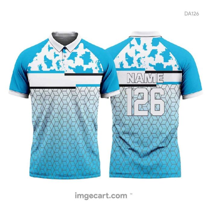 Cricket Jersey WHITE WITH BLUE PATTERNS
