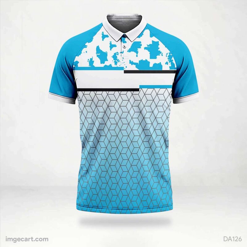 Cricket Jersey WHITE WITH BLUE PATTERN