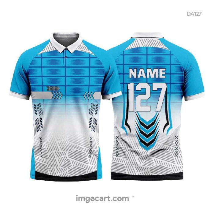 Cricket Jersey BLUE WITH WHITE PATTERN