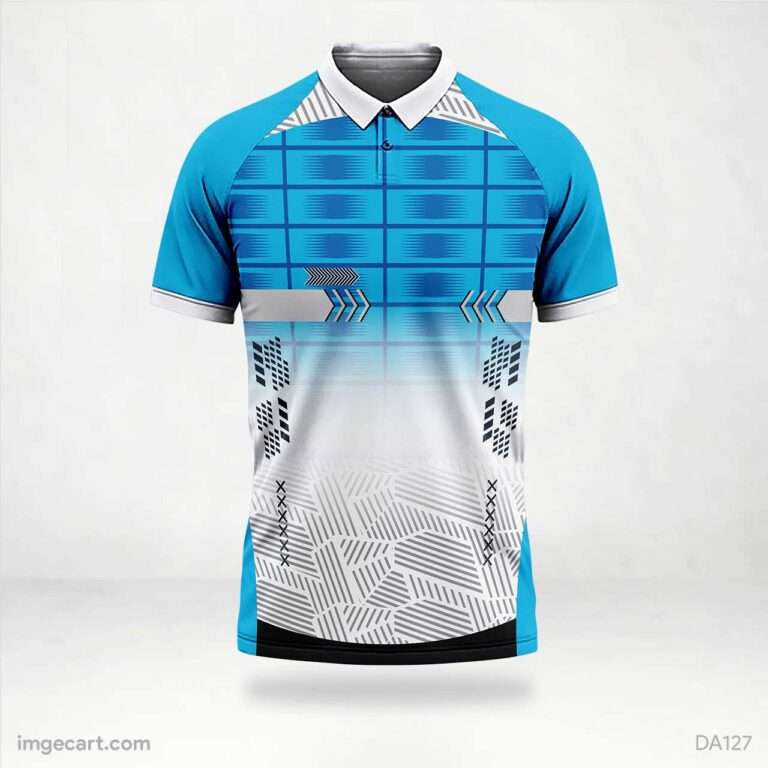 Cricket Jersey BLUE WITH WHITE PATTERN - imgecart