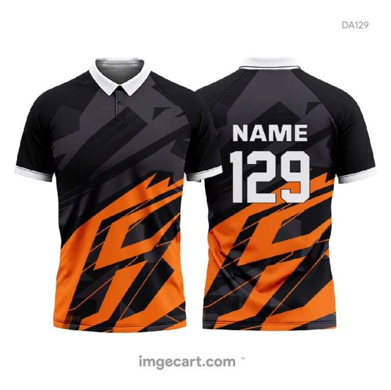 Cricket jersey black with orange pattern - imgecart