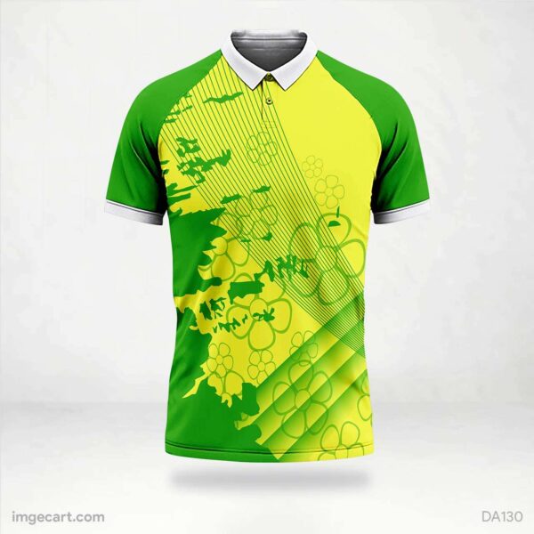 Cricket Jersey Design Green with Yellow Pattern - imgecart