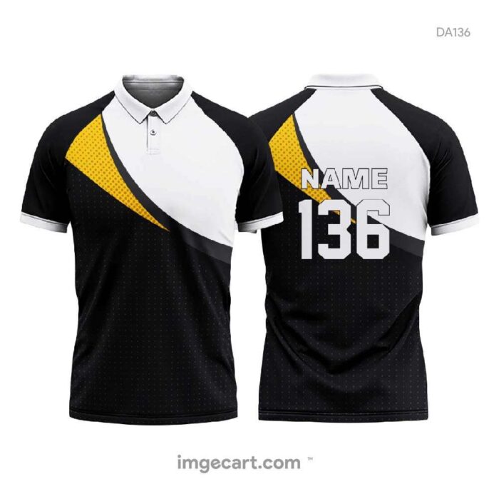 Cricket Jersey Design Black with Yellow and White