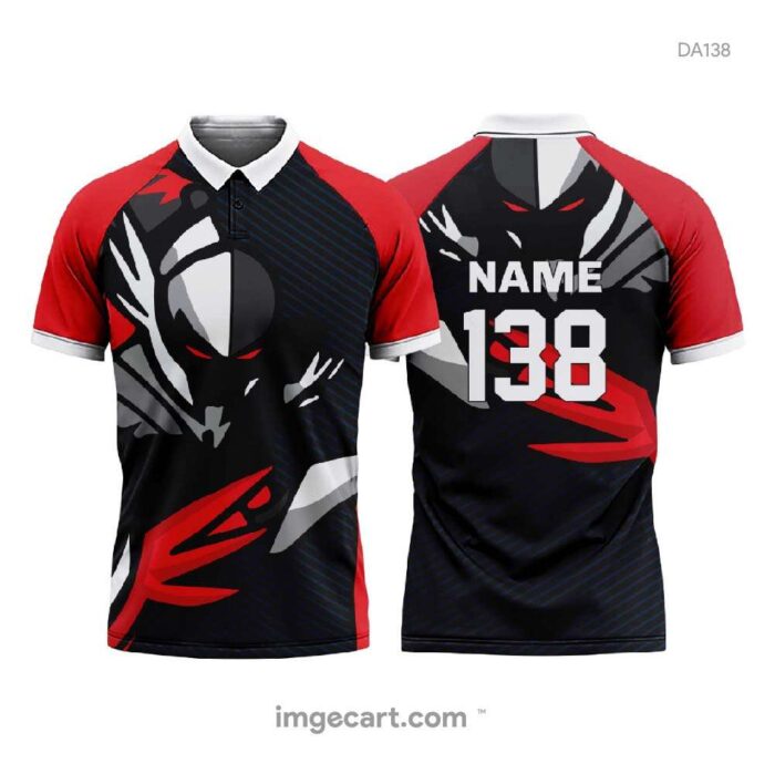 E-Sports Jersey Design Red with Superhero Pattern