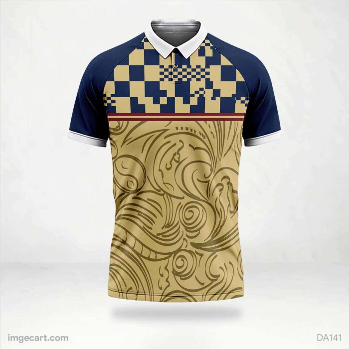 Cricket Jersey Design Blue with Cream Pattern