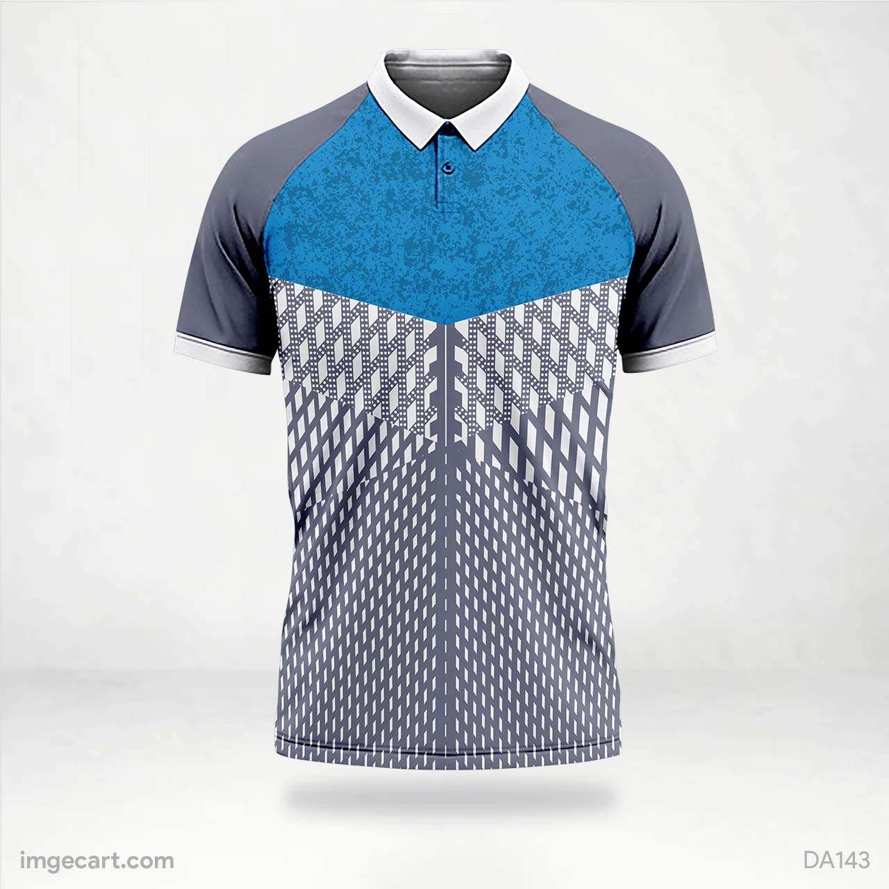Cricket Jersey Design White with Blue and Grey Pattern - imgecart