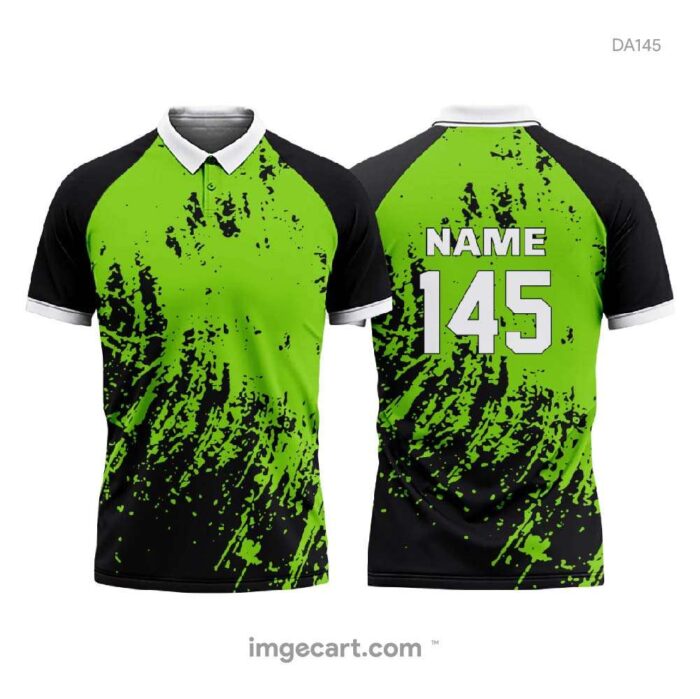 Cricket Jersey Design Black with Green Pattern