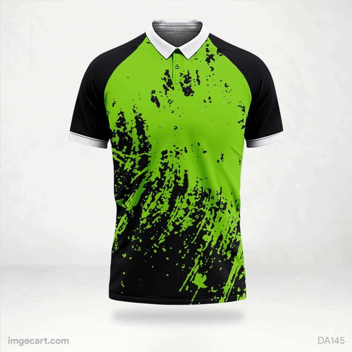 Cricket Jersey Design Black with Green Pattern