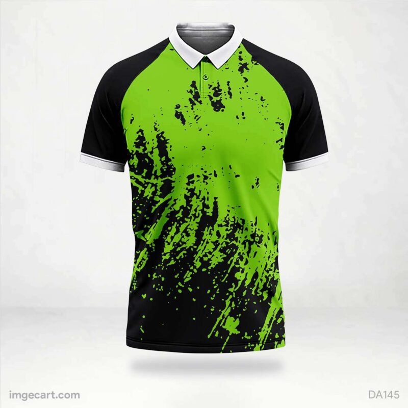 Cricket Jersey Design Black with Green Pattern