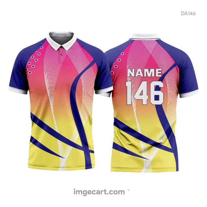 Cricket Jersey Design Pink and Yellow