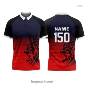 Cricket Jersey Design Black and Red with Lion Face - imgecart