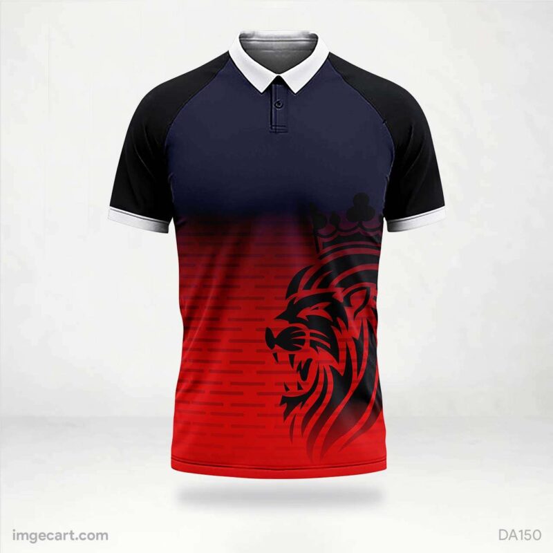 Cricket Jersey Design Black and Red with Lion Face