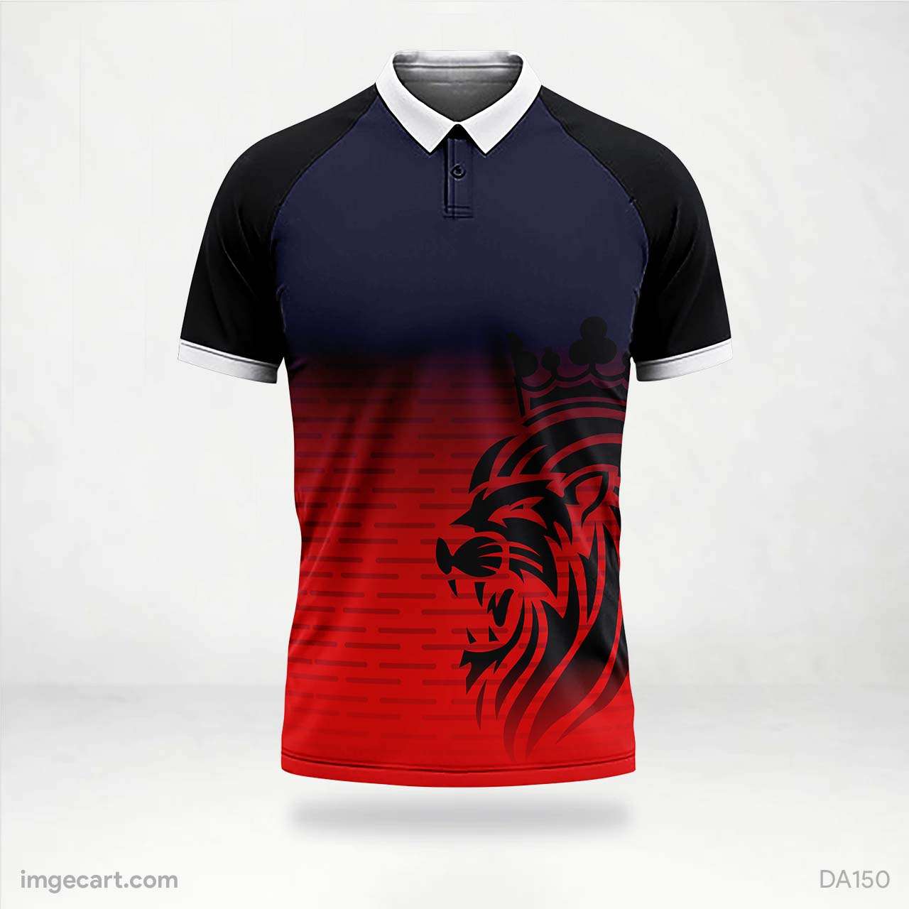 Cricket Jersey Design Black and Red with Lion Face - imgecart