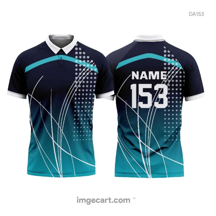 Cricket Jersey Design Blue with White Pattern