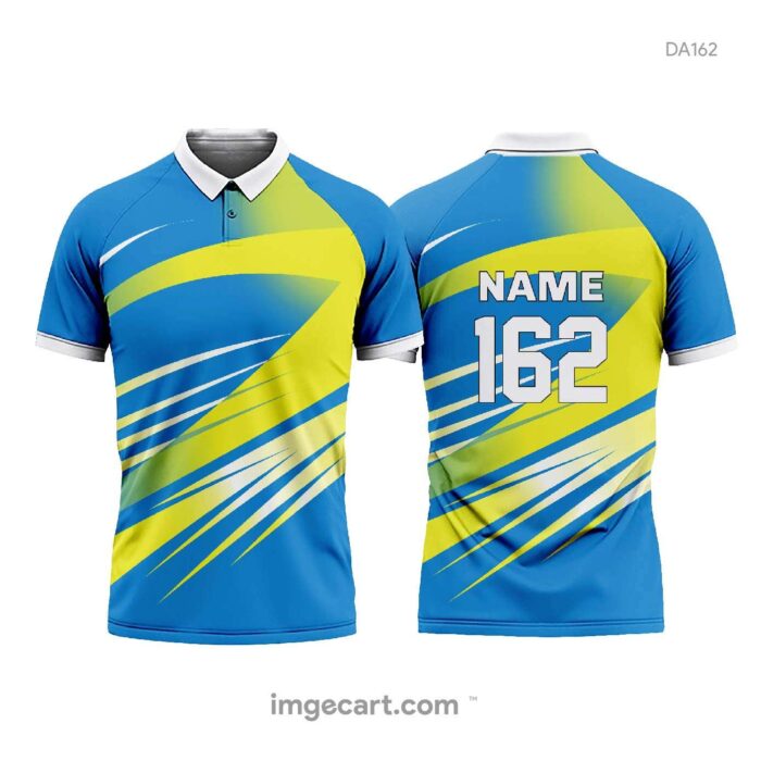 Cricket Jersey Design Blue with Yellow Pattern