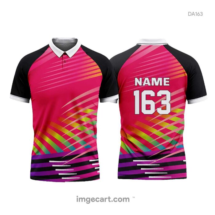 Cricket Jersey Design Pink with Yellow and Purple Effect