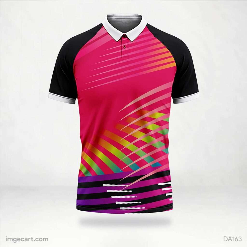 Cricket Jersey Design Pink with Yellow and Purple Effect - imgecart