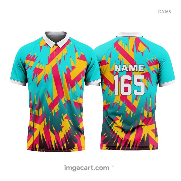 Cricket Jersey Design Blue with Red and Yellow Effect
