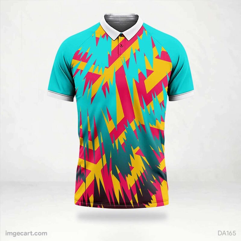 Cricket Jersey Design Blue with Red and Yellow Effect