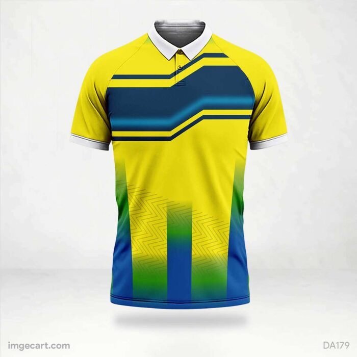 Cricket Jersey Design Yellow with Blue Effect