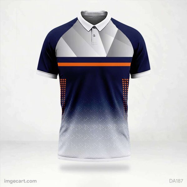 Cricket Jersey Design Blue and Grey with Orange Line - imgecart