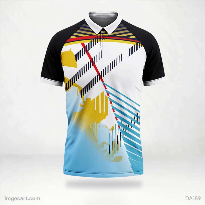 Cricket Jersey Design White and Blue with Yellow Effect