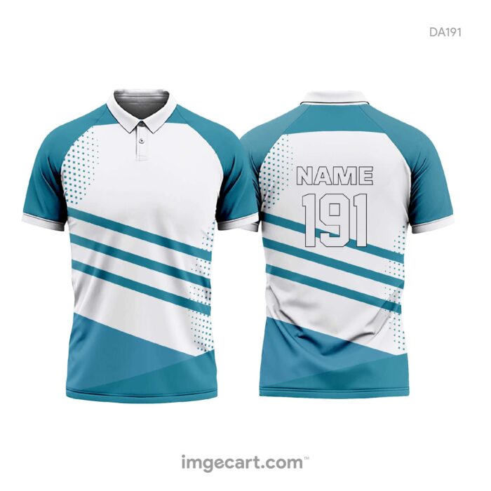 Cricket Jersey Design White with Blue Lines