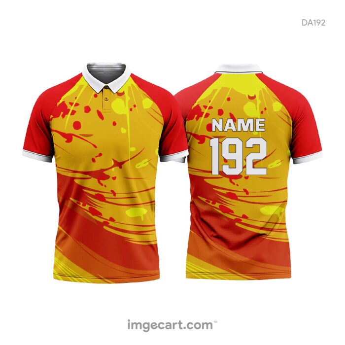 Cricket Jersey Design Yellow with Red Pattern
