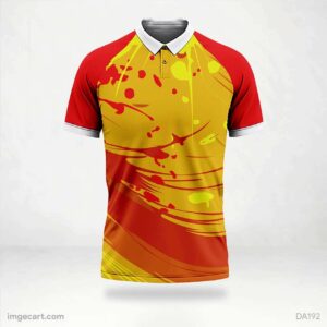 Cricket Jersey Design Yellow with Red Pattern - imgecart