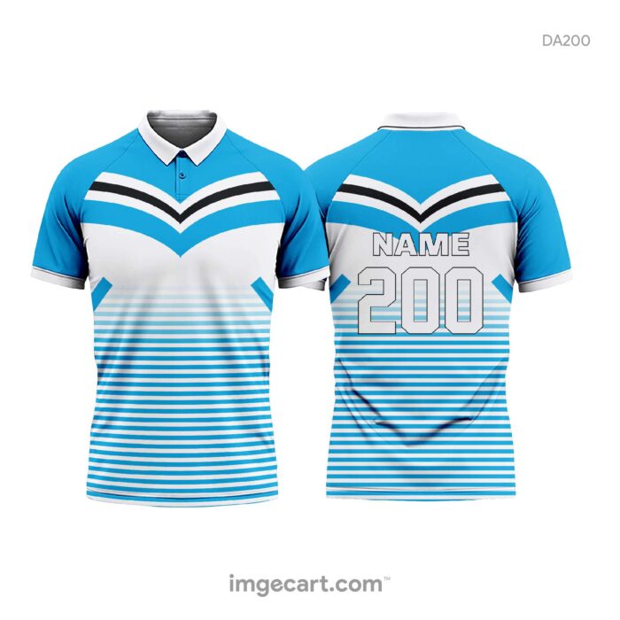 Cricket Jersey Design White with Blue Pattern