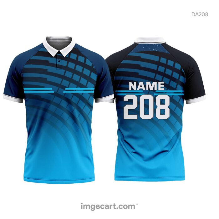 Cricket Jersey Design Blue with Patterns